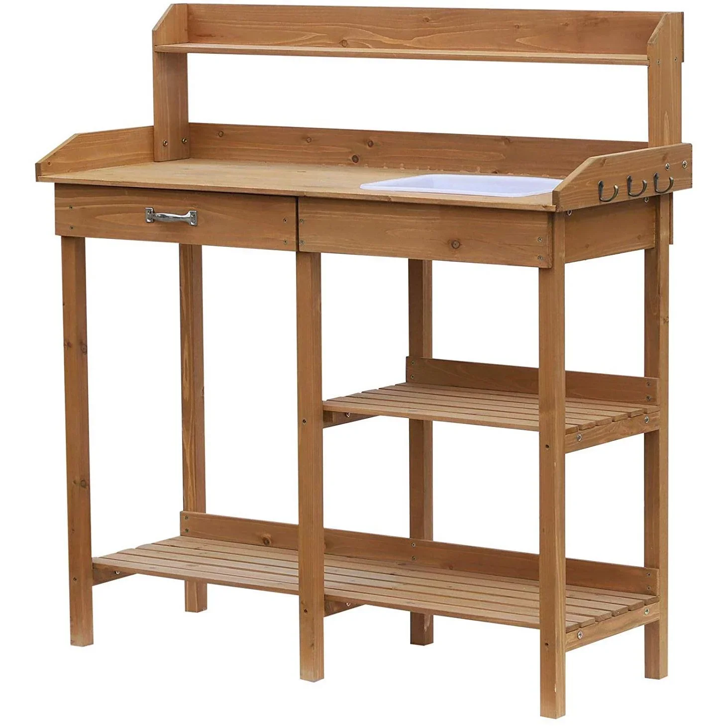 Pflanztisch mit Wanne Tannenholz H112cm Natur - 6