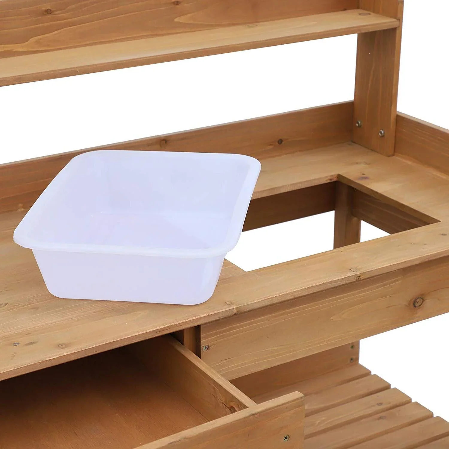 Pflanztisch mit Wanne Tannenholz H112cm Natur - 7