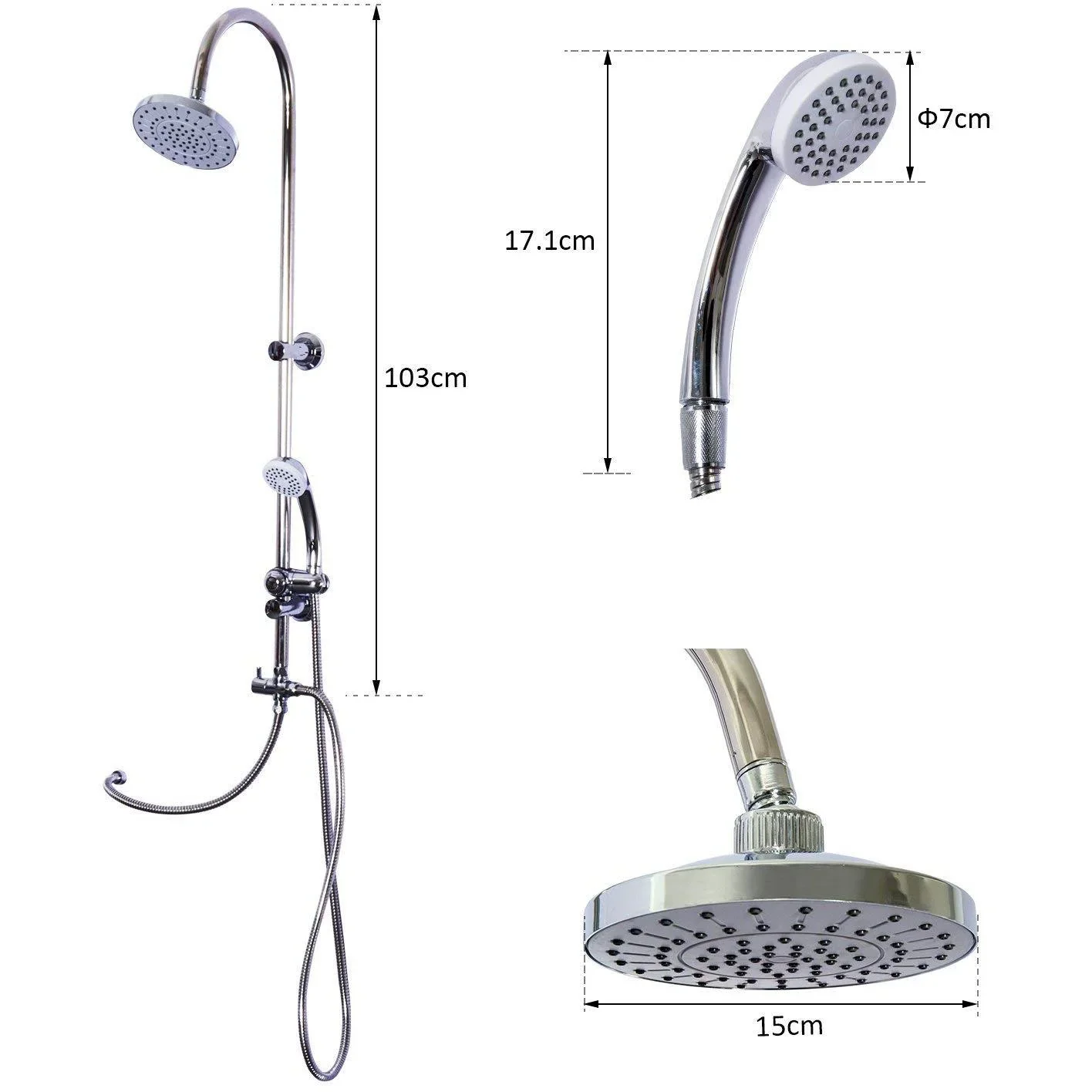 Duschsystem Duscharmatur mit Handbrause Chrom - 3