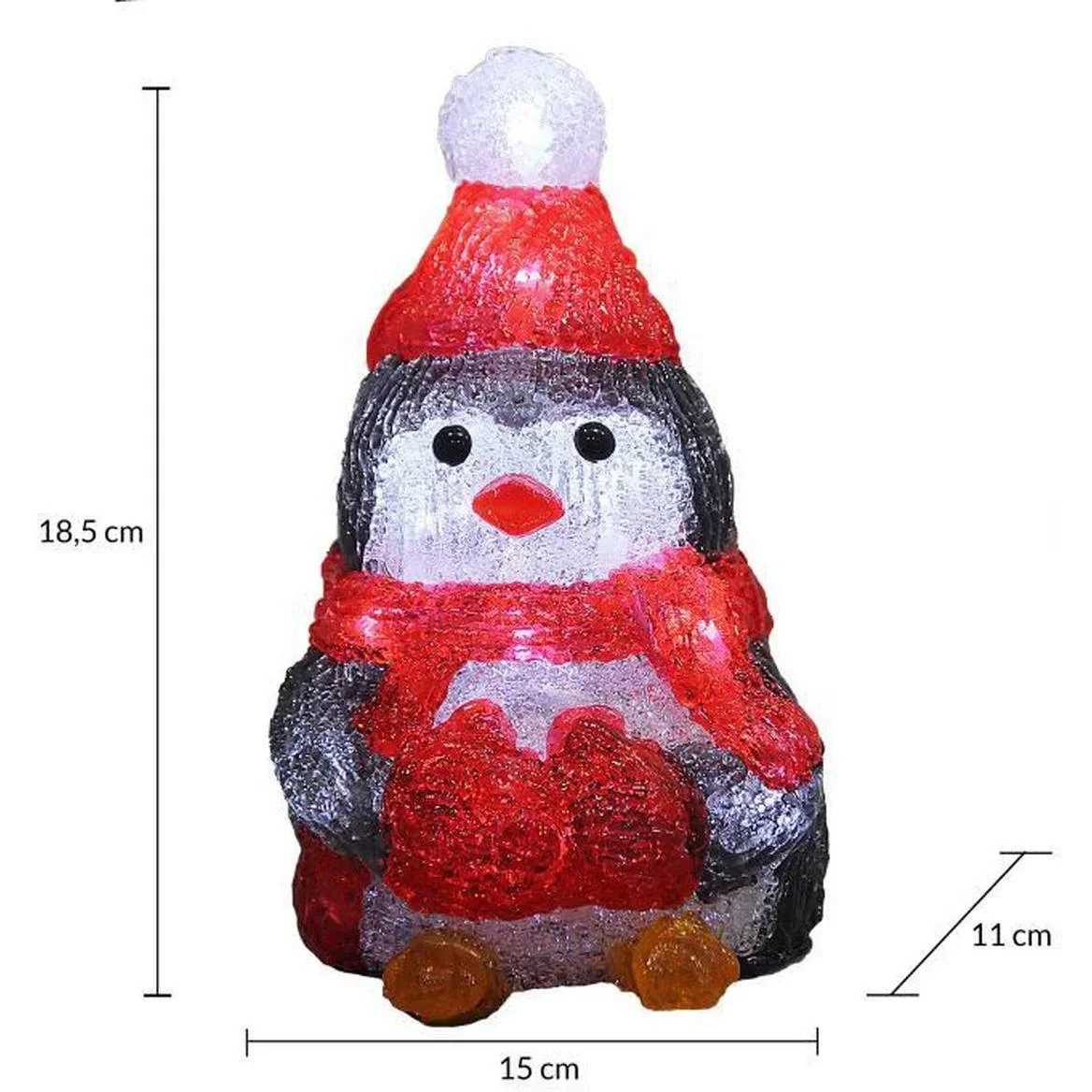 Pinguin LED Figur - mit Batterien - 15x11x18-5Cm - 0