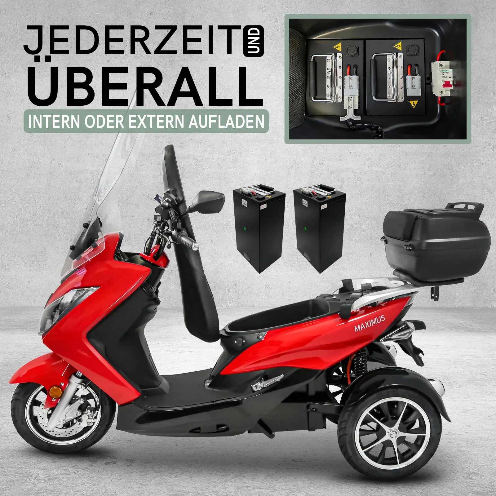 Maximus MX3-25 2 Akku Version 60V 32,5 Ah Lithium Akku , 1500W , 2 Personen Zulassung mit Topcase - 1