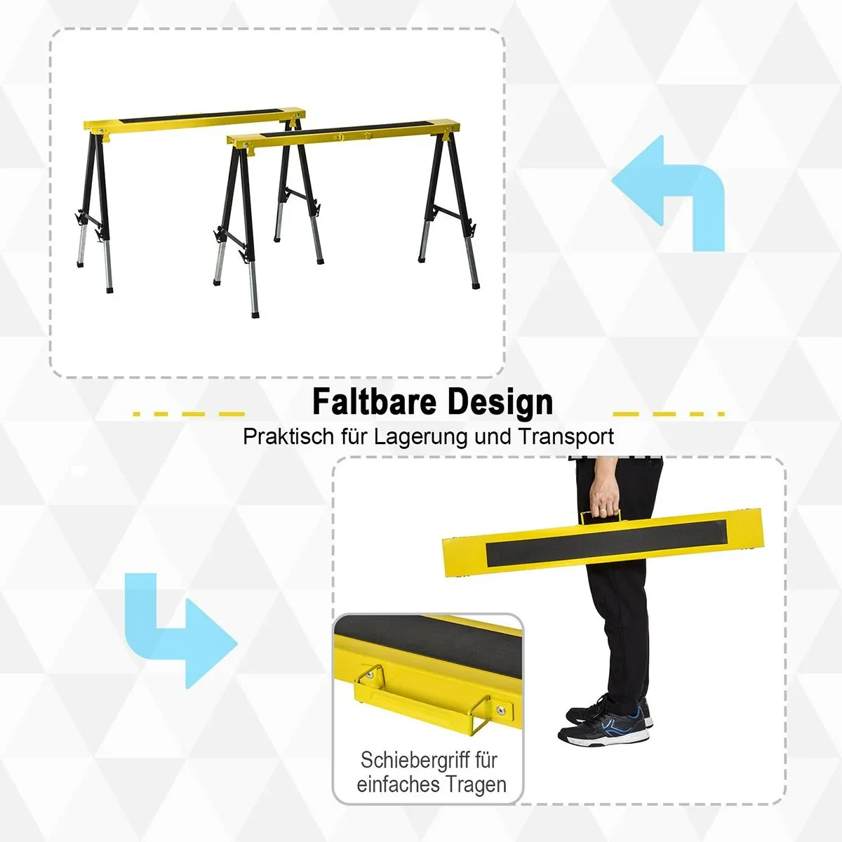 Arbeitsbock 2-er Set klappbar Gelb+Schwarz - 2