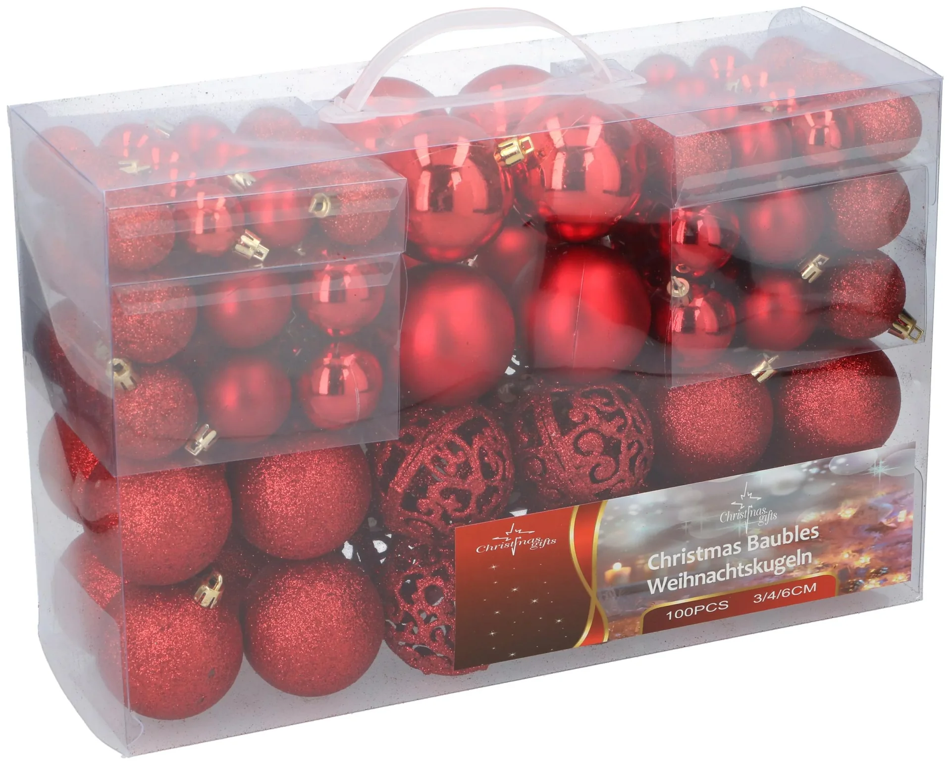 Weihnachtskugeln, rot, 100 Stück - 0