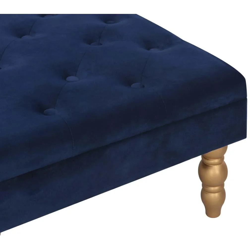 Hocker 60x60x36 cm Samt navy blau - 1