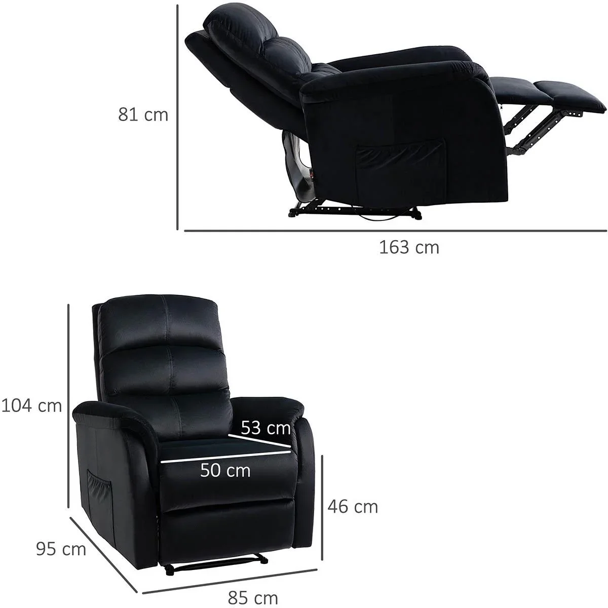 Liegesessel Relaxsessel mit Liegefunktion Kopfstütze verstellbar TV Sessel Liegesofa Einzelsofa 155° neigbar Fernsehsess - 2