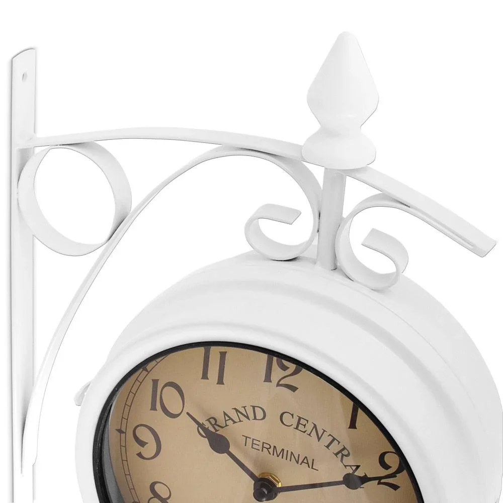 Retrostyle Bahnhofsuhr / Uhr - 29 x 9,5 x 32,5 cm -Weiß - 2