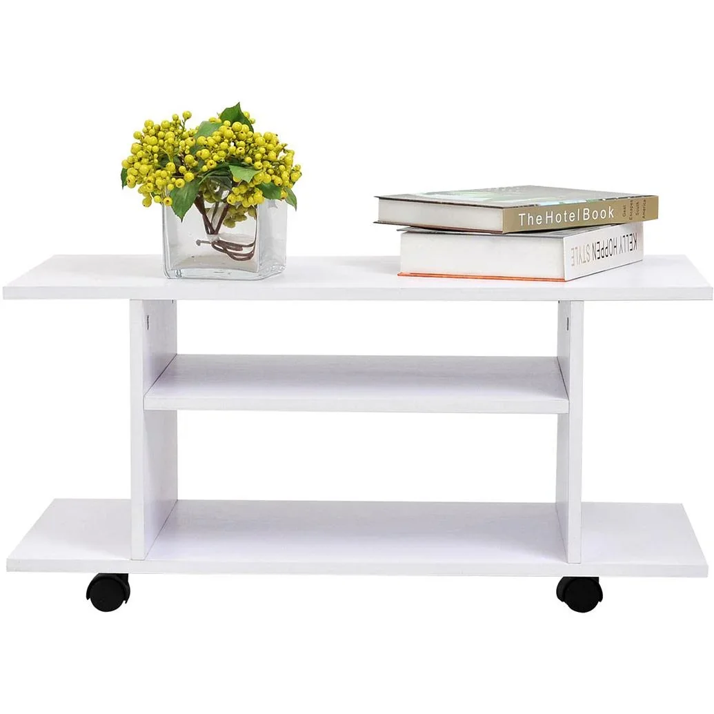 Fernsehtisch Lowboard TV mit Rollen weiß - 3