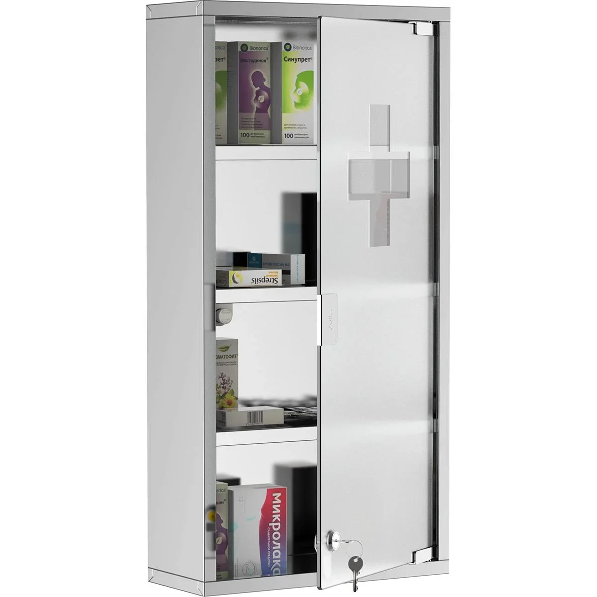 Medizinschrank mit 4 Fachböden silber - 7