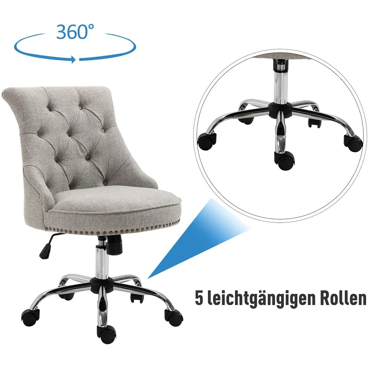 Polsterstuhl mit Chesterfield-Lehne hellgrau - 8