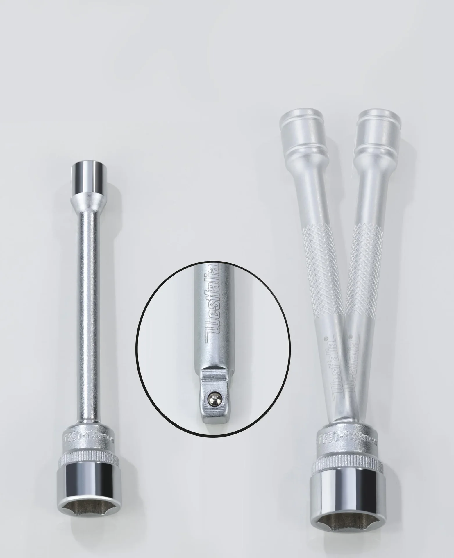 Steckschlüssel/ Kippverlängerungen Satz 1/2" - 3/8" - 1/4", 9-teilig - 3