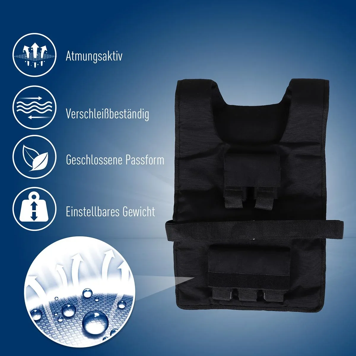 Trainingsweste mit 20 Eisengewichten schwarz - 1