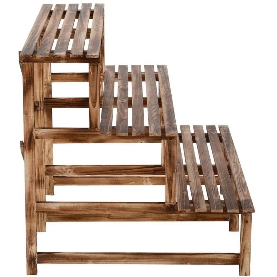 Pflanzentreppe Blumenregal Tannenholz 3 Stufen L120 x W80 x H80cm - 0
