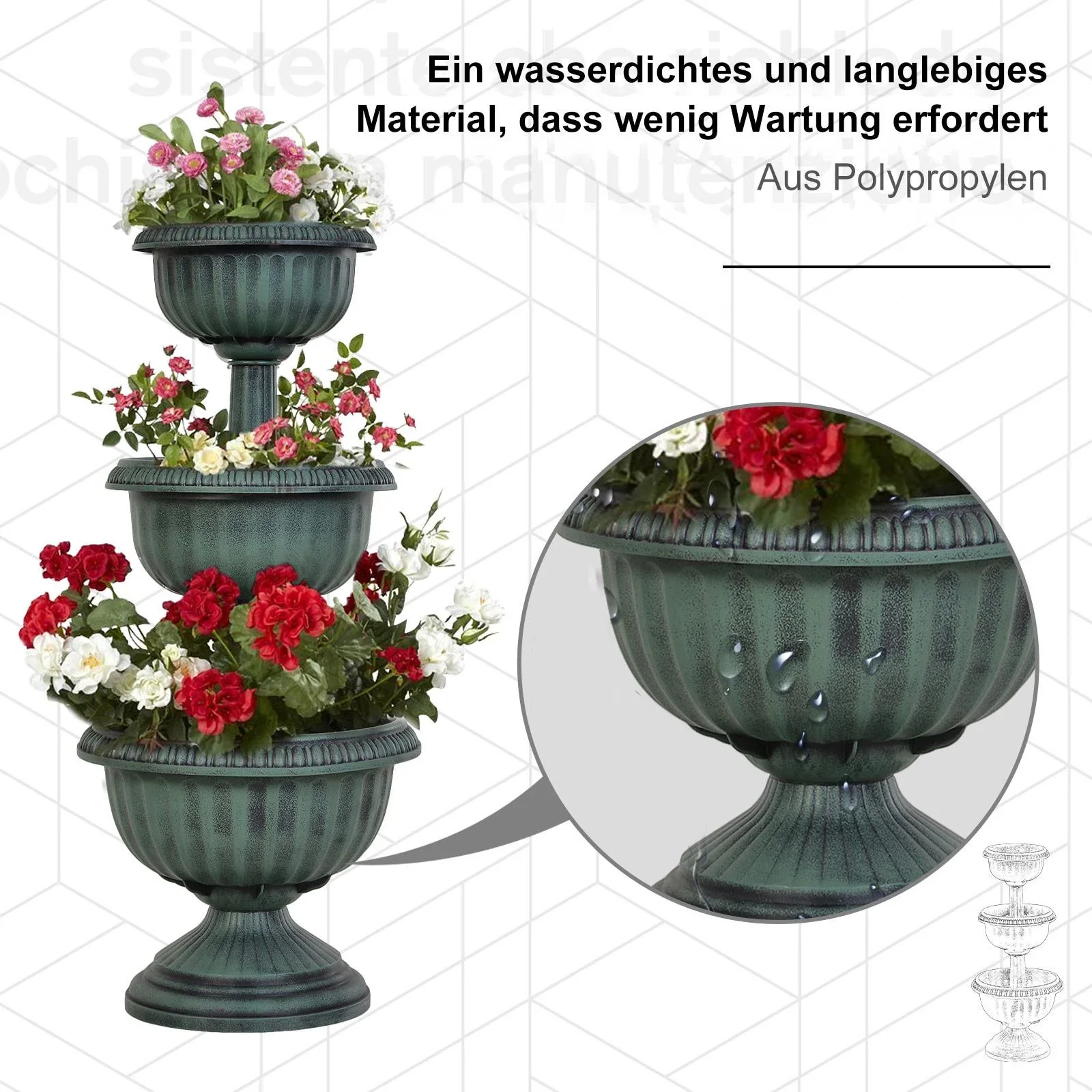 Blumenständer 3-teilig, grün - 6