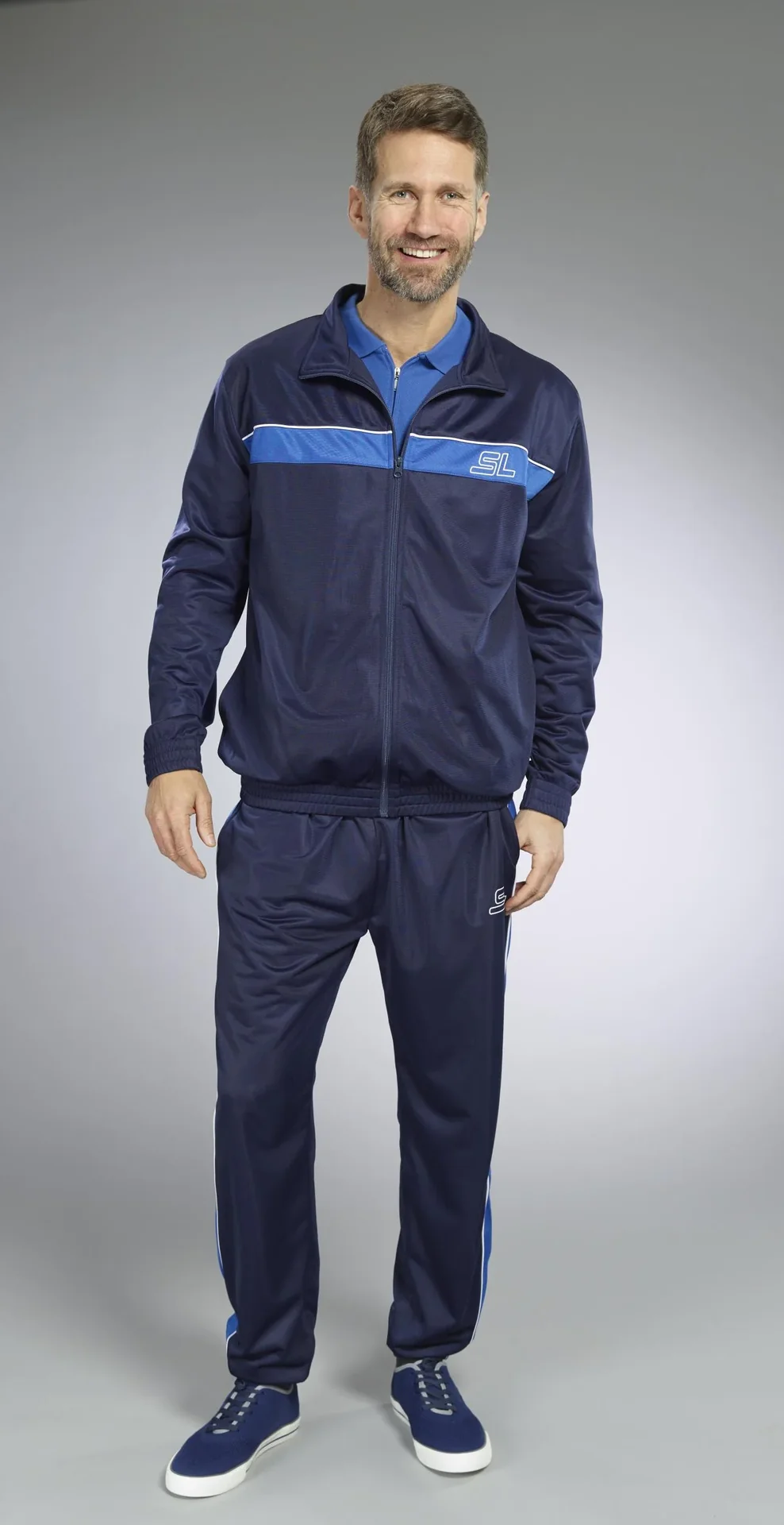 Poloshirt mit Reißverschluss, azur blau, Gr. L - 4