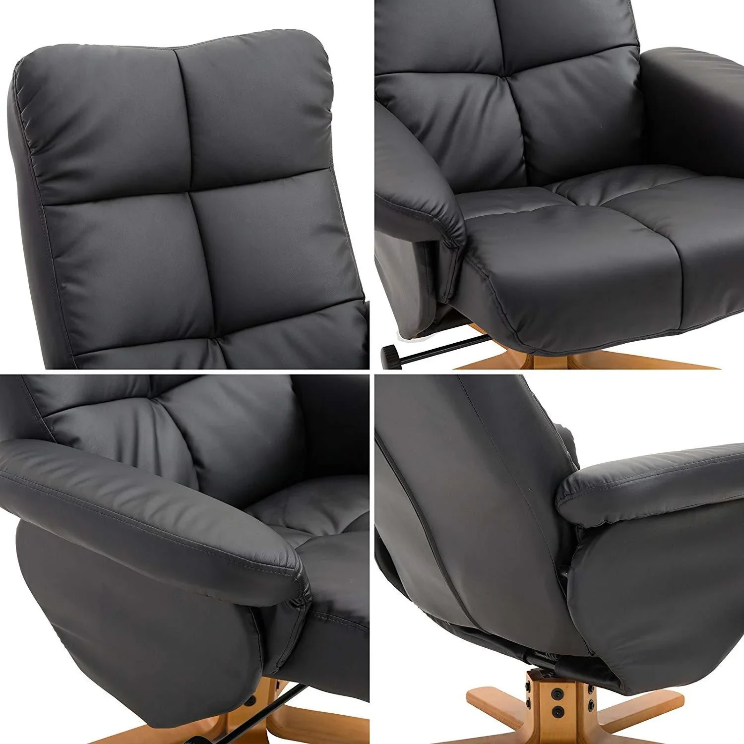 Relaxsessel Fernsehsessel mit Hocker Liegefunktion Schwarz - 0