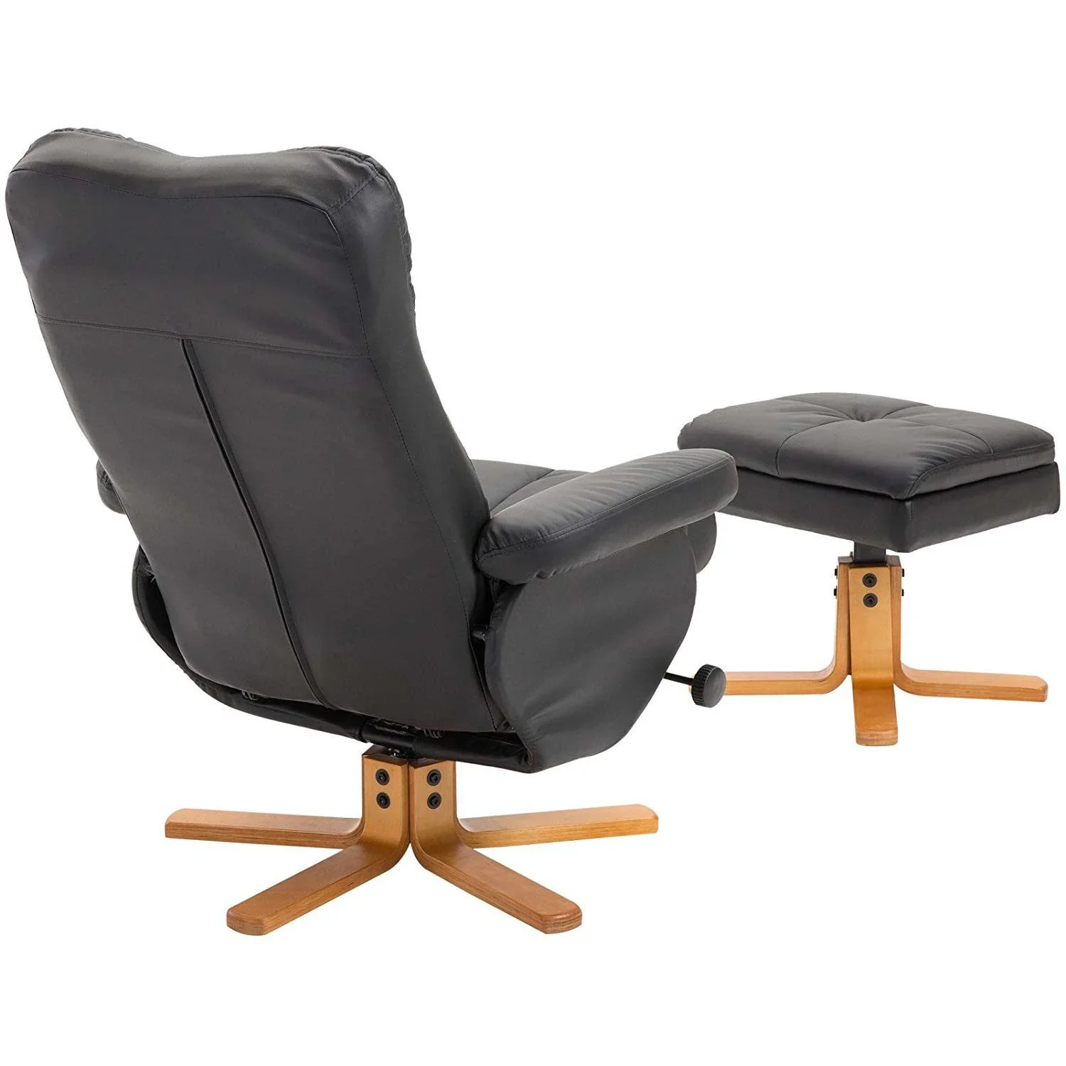 Relaxsessel Fernsehsessel mit Hocker Liegefunktion Schwarz - 1