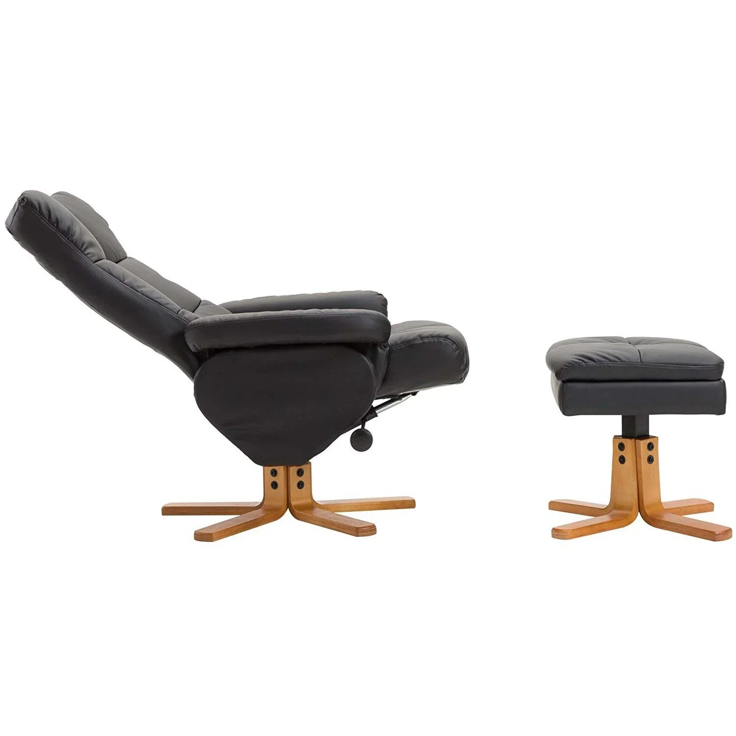 Relaxsessel Fernsehsessel mit Hocker Liegefunktion Schwarz - 2