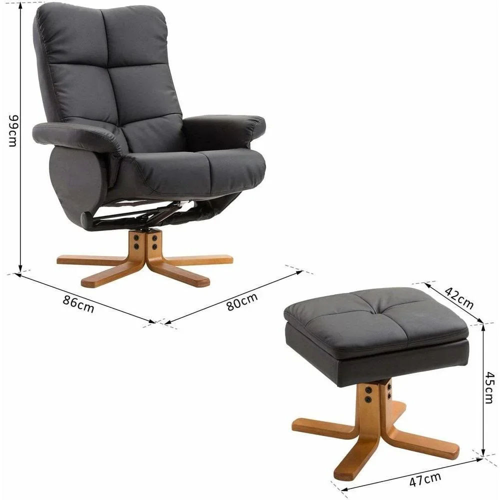Relaxsessel Fernsehsessel mit Hocker Liegefunktion Schwarz - 3