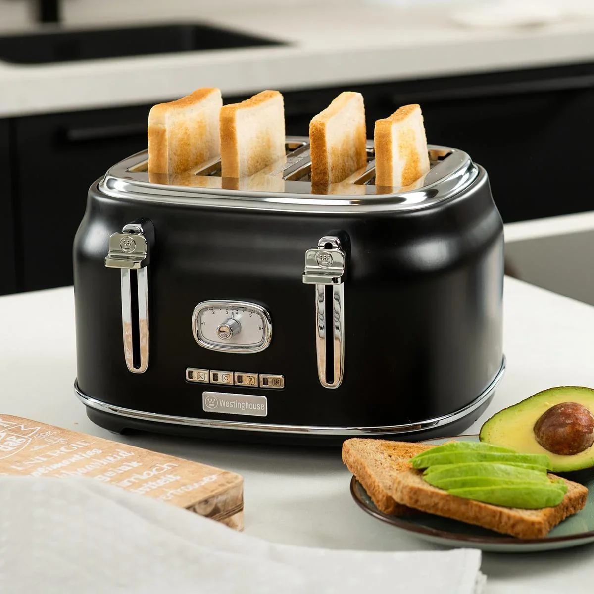 Retro-Toaster - 4-Scheiben-Toaster - Schwarz - 3