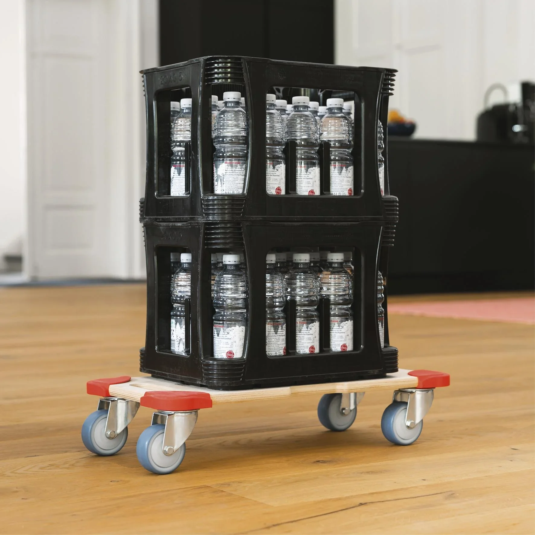 Transporthilfe MM 1322, 59 x 29 x 11 cm, softe Rollen Ø 75 mm, Gleitlager, OSB Platte, CO2-neutral, Tragkraft 250 kg - 5