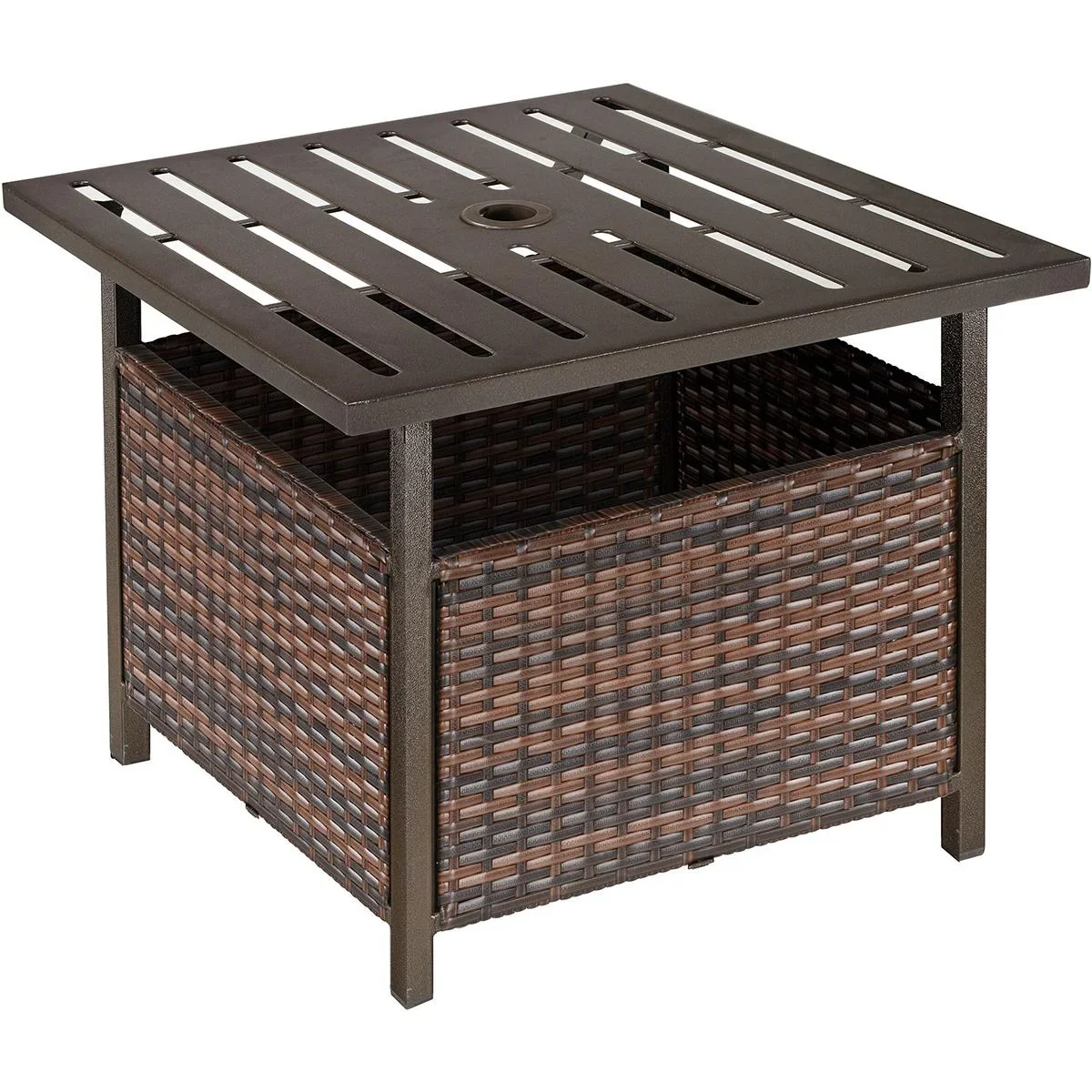 Gartentisch mit Schirmloch braun - 1