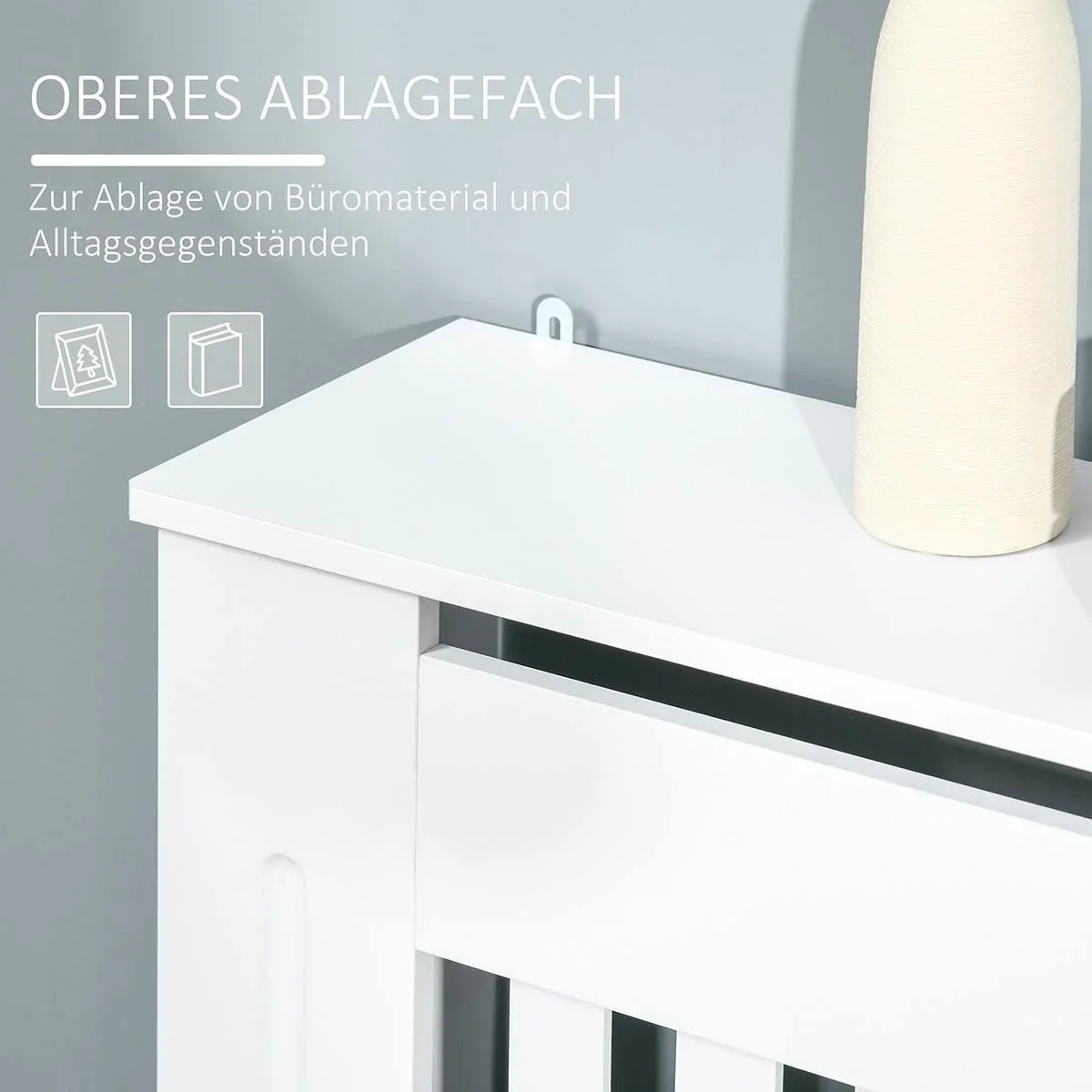 Heizkörperverkleidung Heizungsabdeckung 78x19x81cm Heizkörper Abdeckung für Schlafzimmer Wohnzimmer MDF Weiß - 2