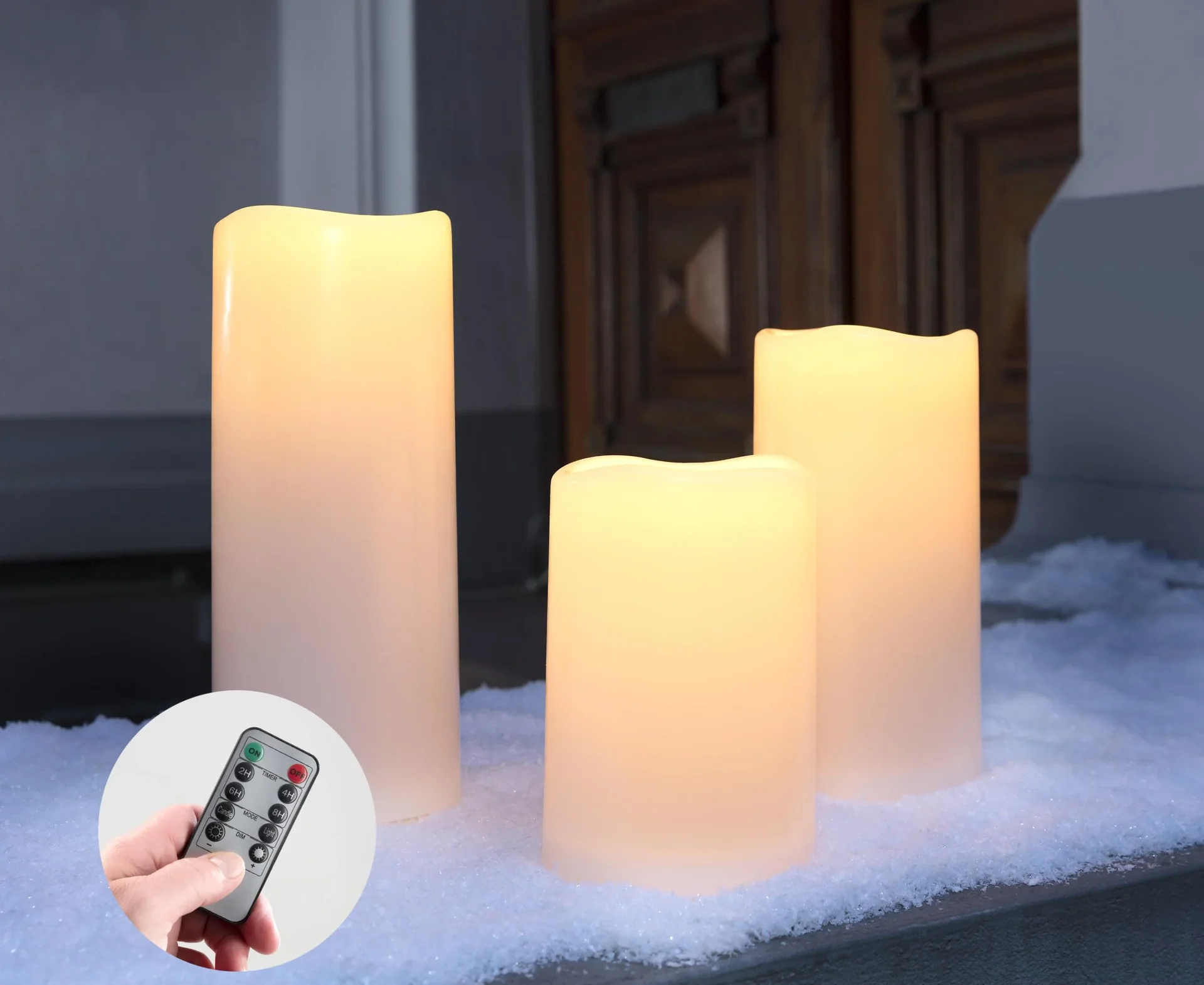 LED Kerze - 3er Set - 4