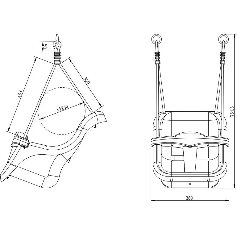 Babyschaukel Braun mit Sitz - 2