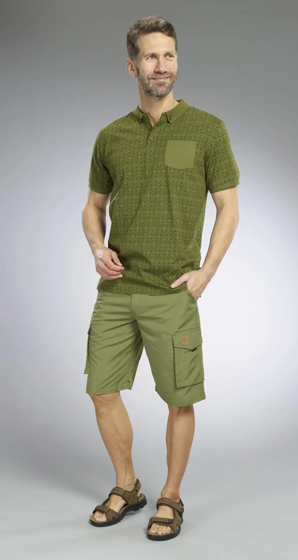Poloshirt gemustert, Farbe oliv, Gr.M - 7