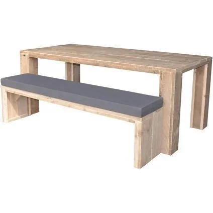 Robuster Gerüstholztisch mit breiten Blockbeinen 150/95 cm - 3