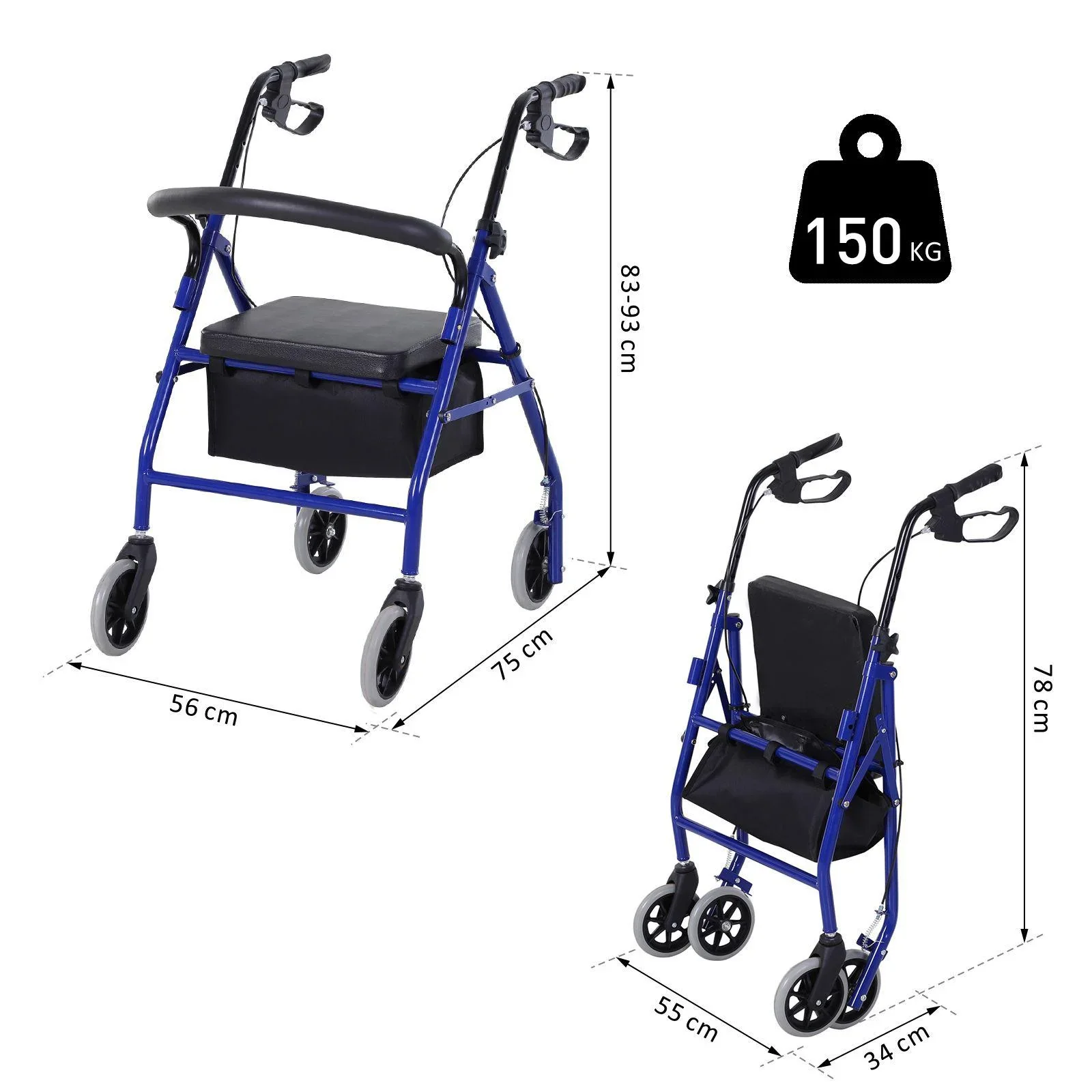 Rollator mit Stuhl und Tasche - 1