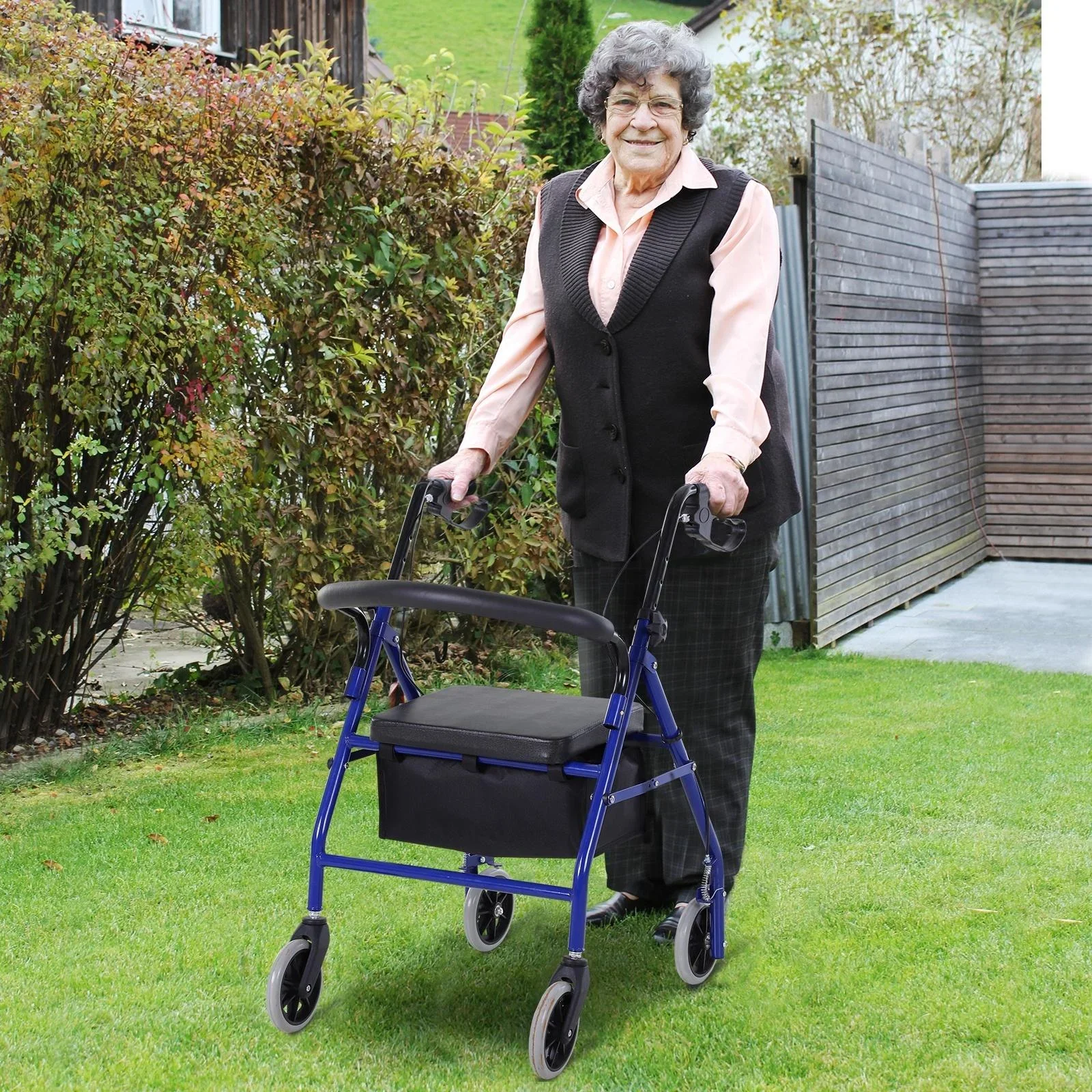 Rollator mit Stuhl und Tasche - 2