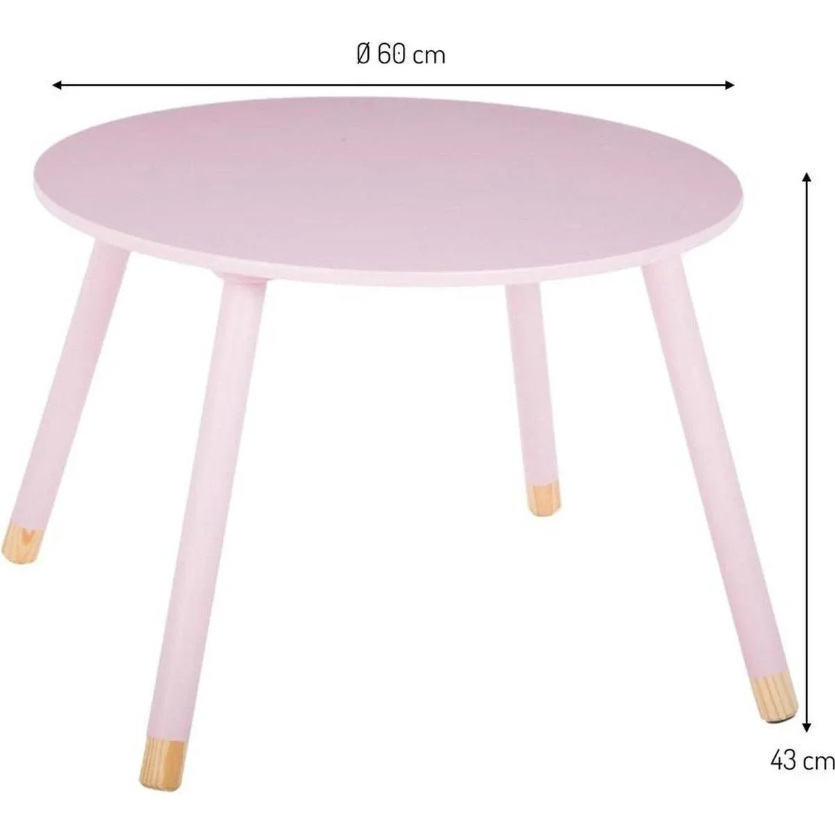 NL Kindertisch Rund - rosa - 60x60x43 cm - 0