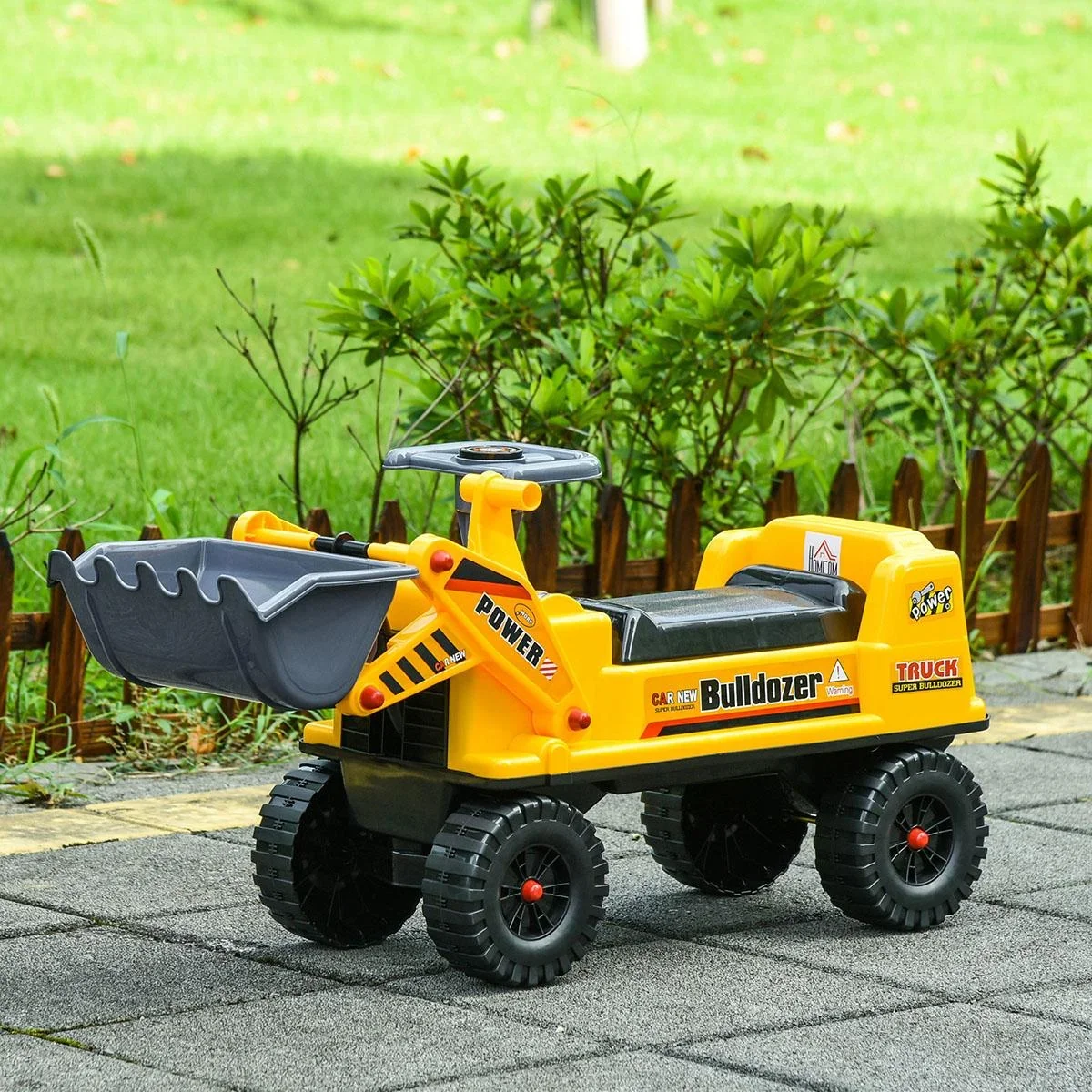 Sitzbagger für Kinder Rutsch Auto Sandspielzeug Rutscherfahrzeug für Kinder 2-3 Jahre PP-Kunststoff ABS Gelb+Schwarz+Gra - 1