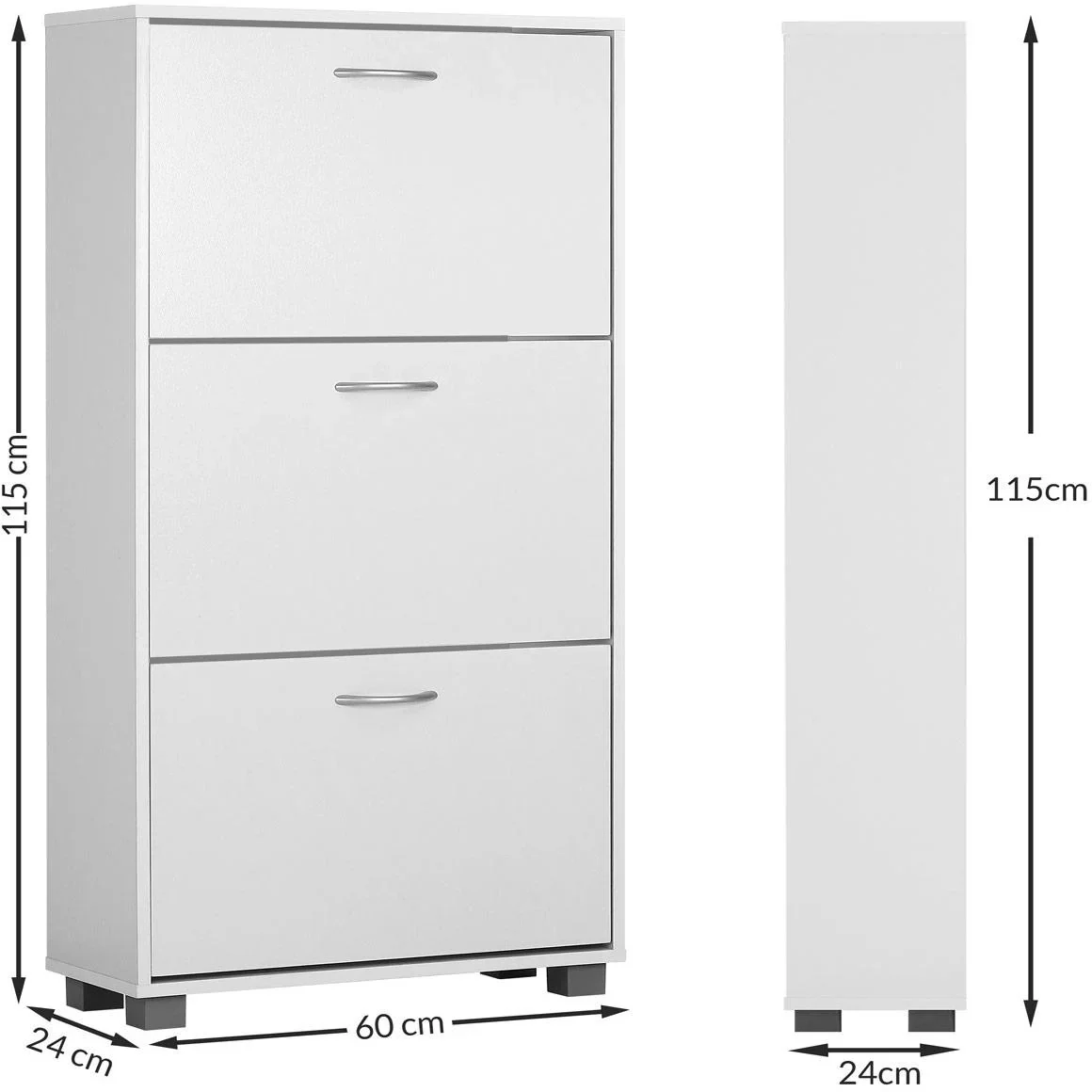Schuhset mit 3 Schubladen MDF weiß 115 x 60 x 24cm - 0