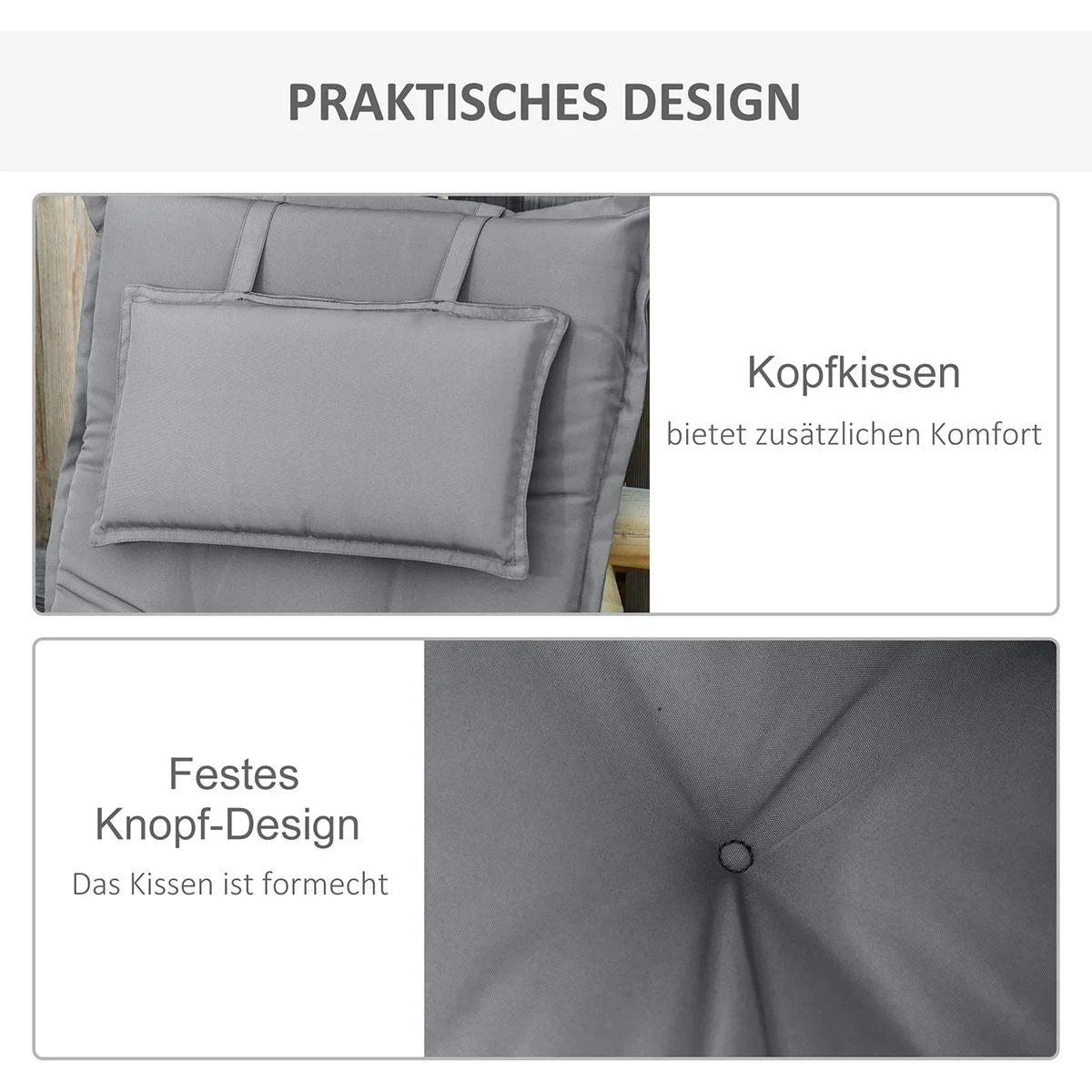 Stuhlauflagen 2er Set mit dicker Polsterung dunkelgrau - 2