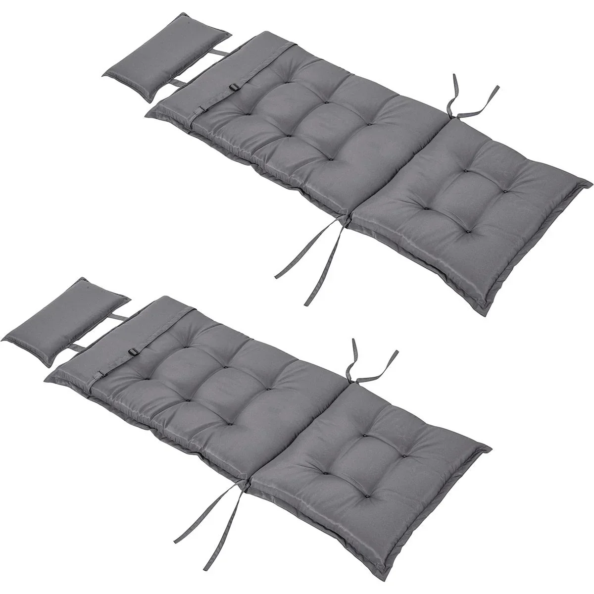 Stuhlauflagen 2er Set mit dicker Polsterung dunkelgrau - 6