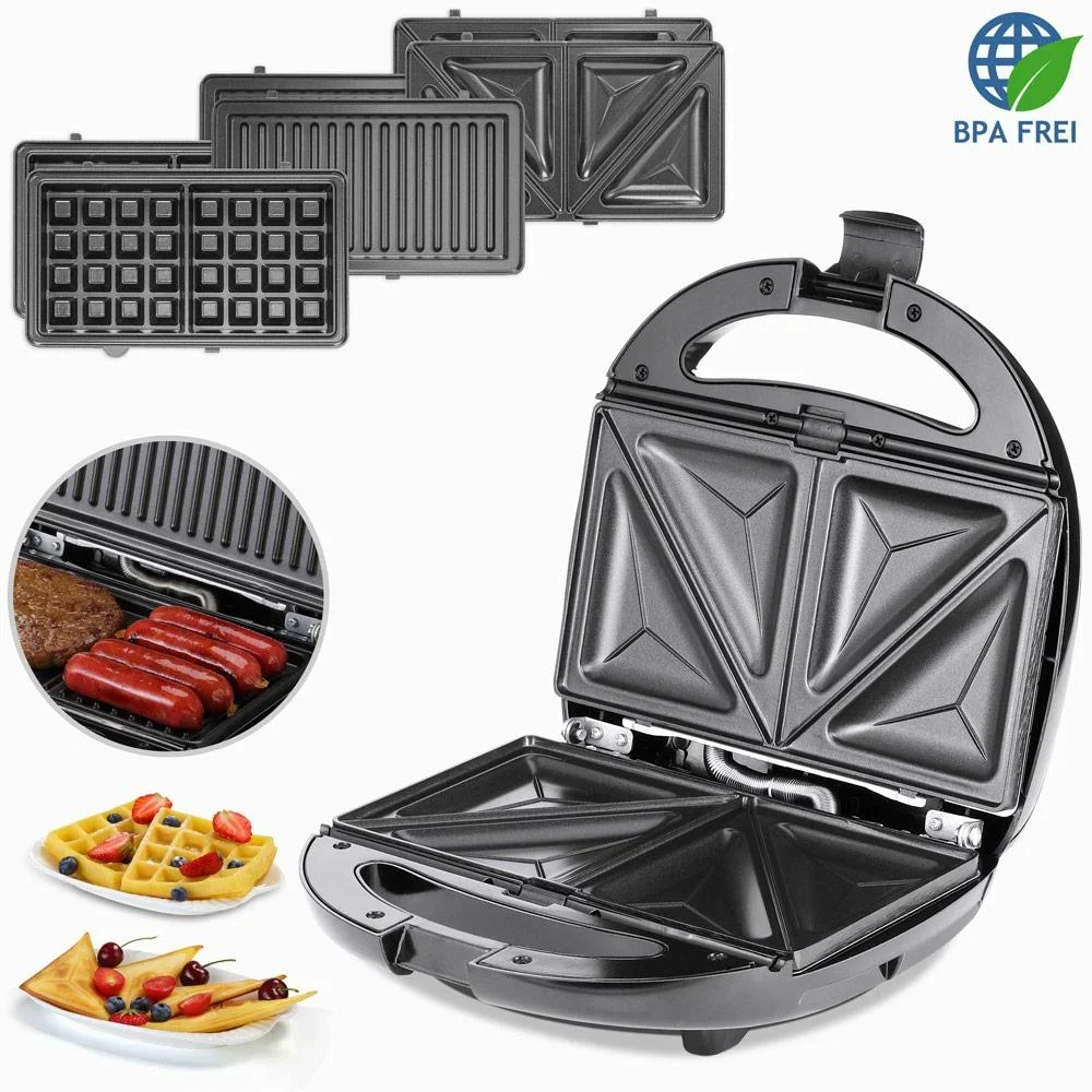 3in1 Sandwichmaker Schwarz 800W - 0