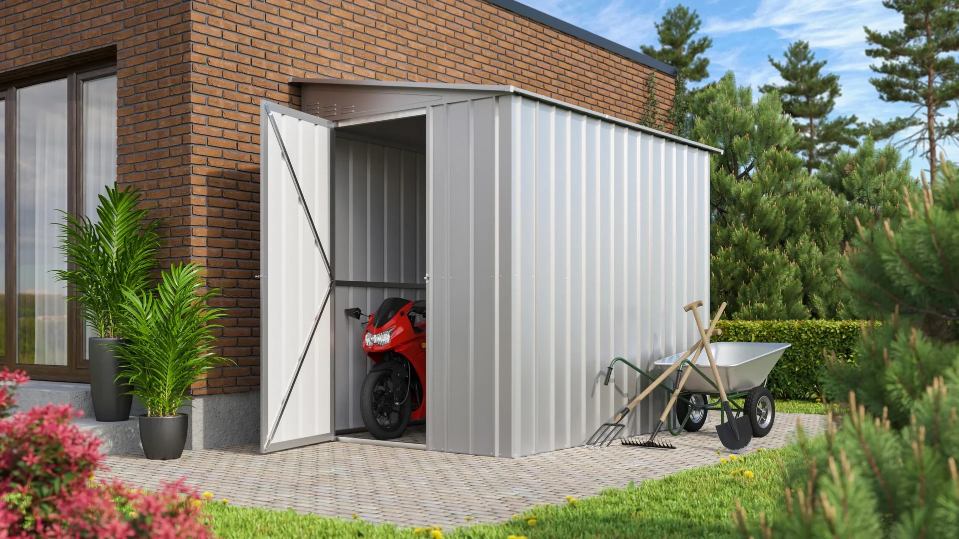 Gerätehaus Wand-Zierde Lean To 58, silber metallic - 1