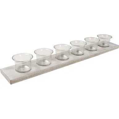 Teelichthalter 6 Gläser - 50x8x6 cm - 1