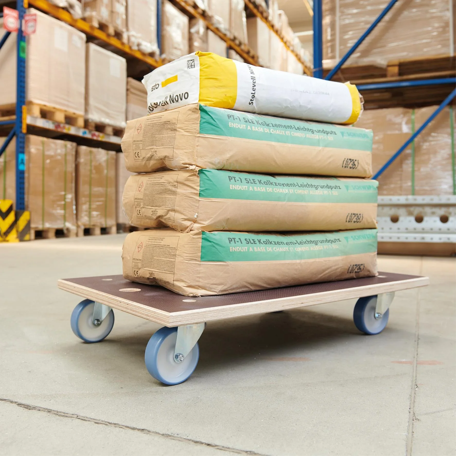 Transporthilfe MM 1146, 78 x 49 x 15 cm, softe Rollen Ø 100 mm, Rollenlager, Platte Maxigrip FSC®, Tragkraft 500 kg - 2