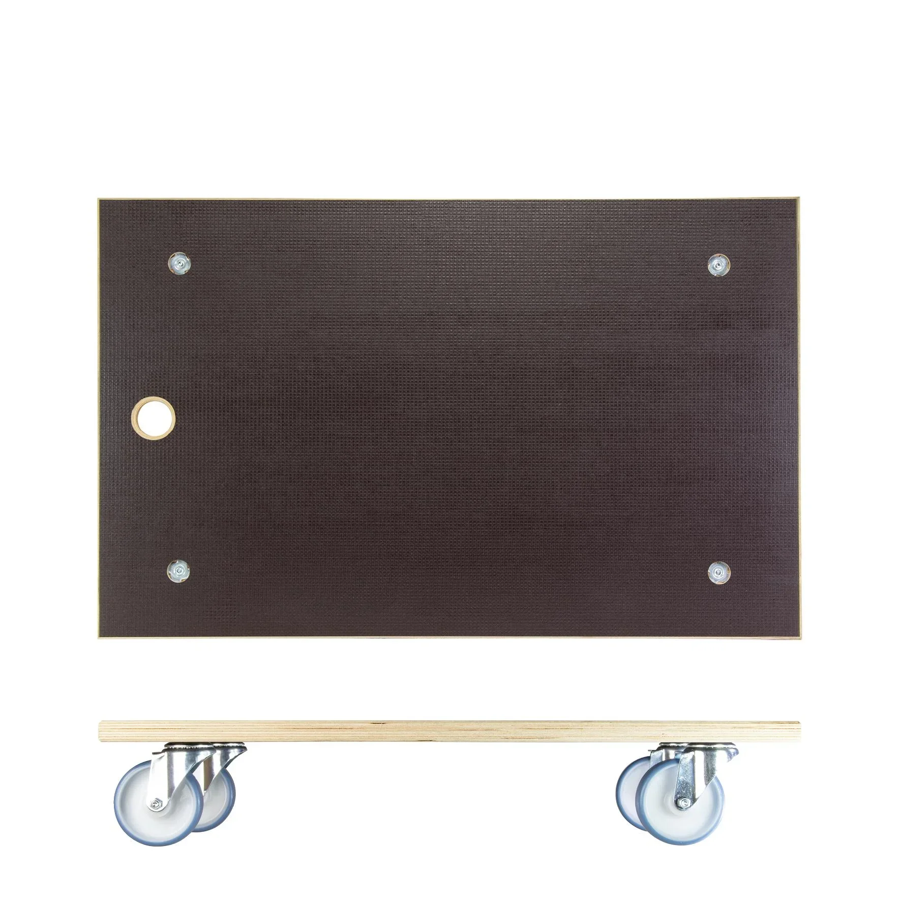 Transporthilfe MM 1146, 78 x 49 x 15 cm, softe Rollen Ø 100 mm, Rollenlager, Platte Maxigrip FSC®, Tragkraft 500 kg - 3