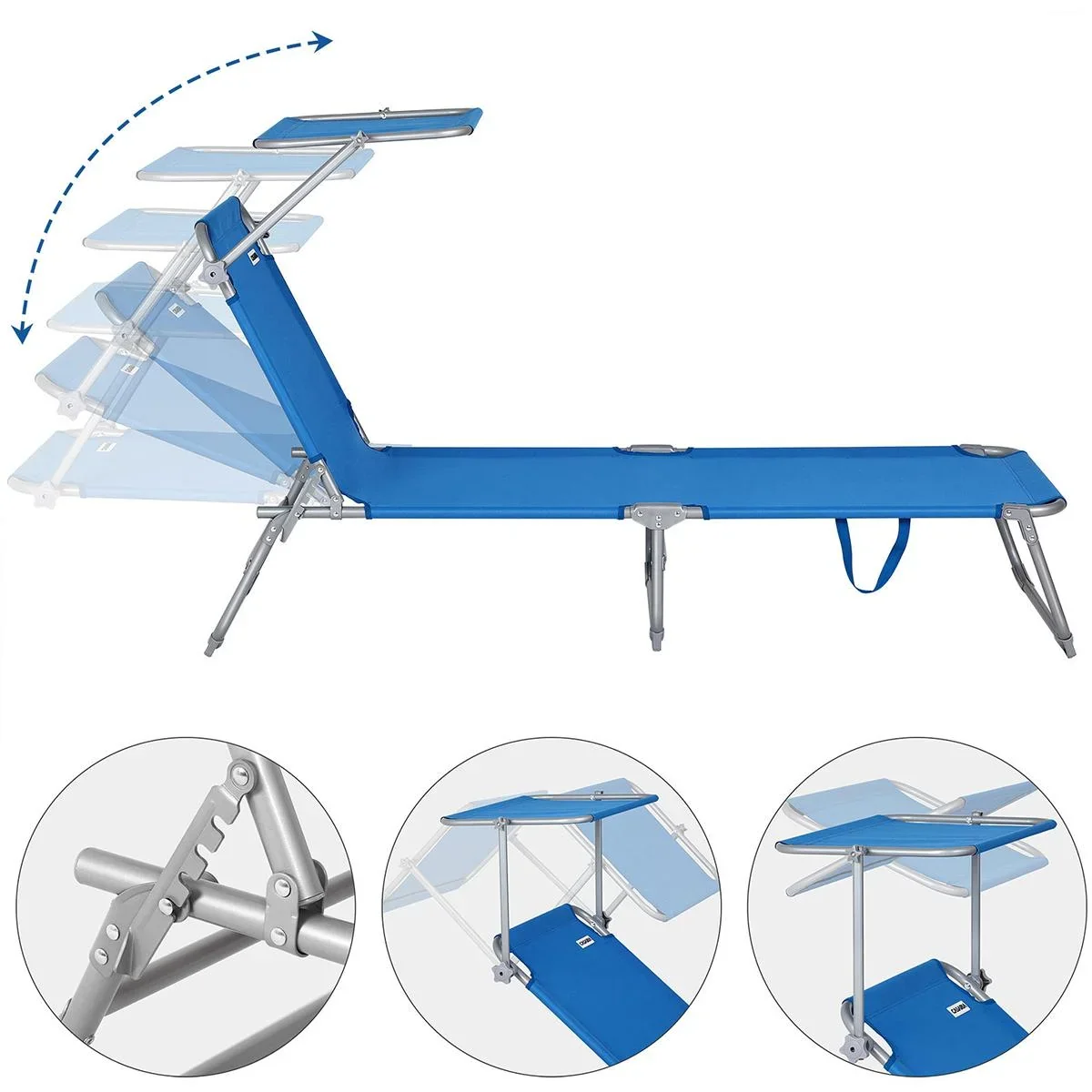 Liege 'Hawaii' mit Schiebedach Aluminium blau195 x 60 x 30cm - 3