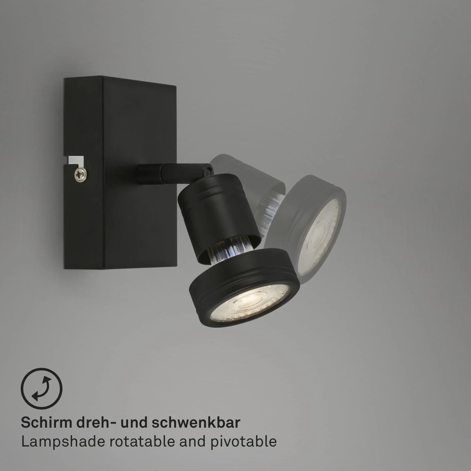 LED Spotleuchte 1-flammig, schwarz, GU10 Fassung, inklusive LED Leuchtmittel, 4,9 Watt, 460 lm, 3000 K - 3