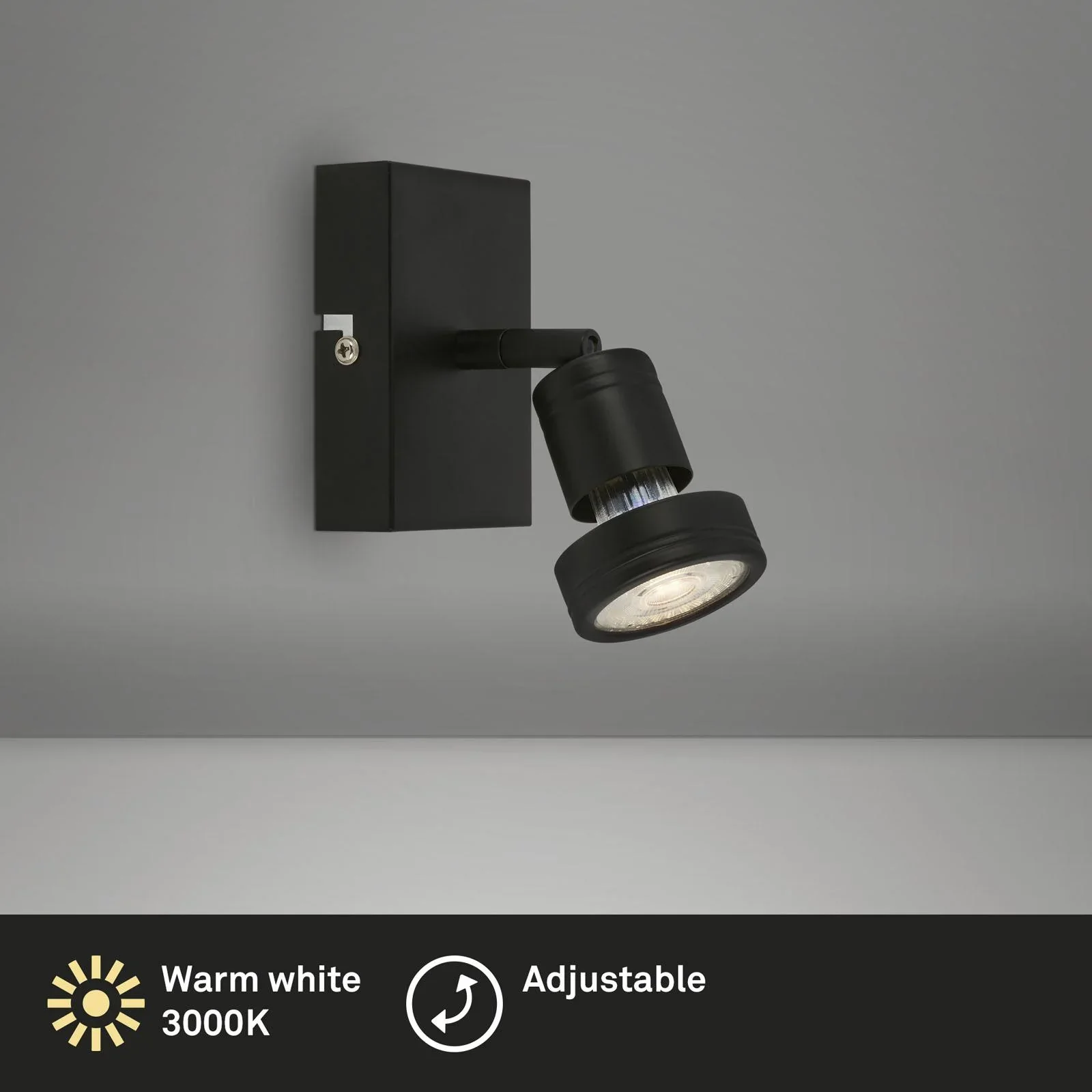 LED Spotleuchte 1-flammig, schwarz, GU10 Fassung, inklusive LED Leuchtmittel, 4,9 Watt, 460 lm, 3000 K - 4