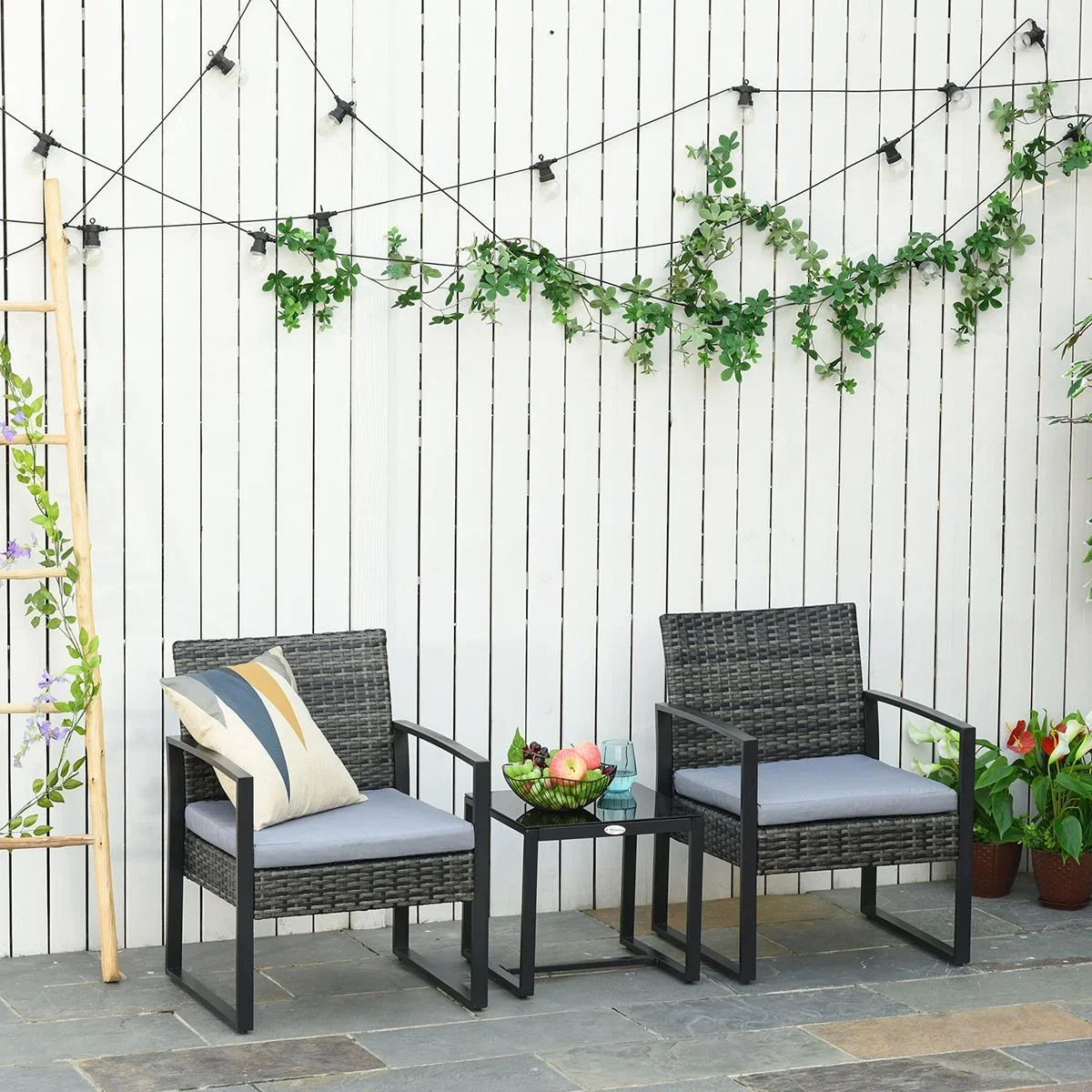Polyrattan Sitzgruppe als 5-tlg. Set schwarz - 1