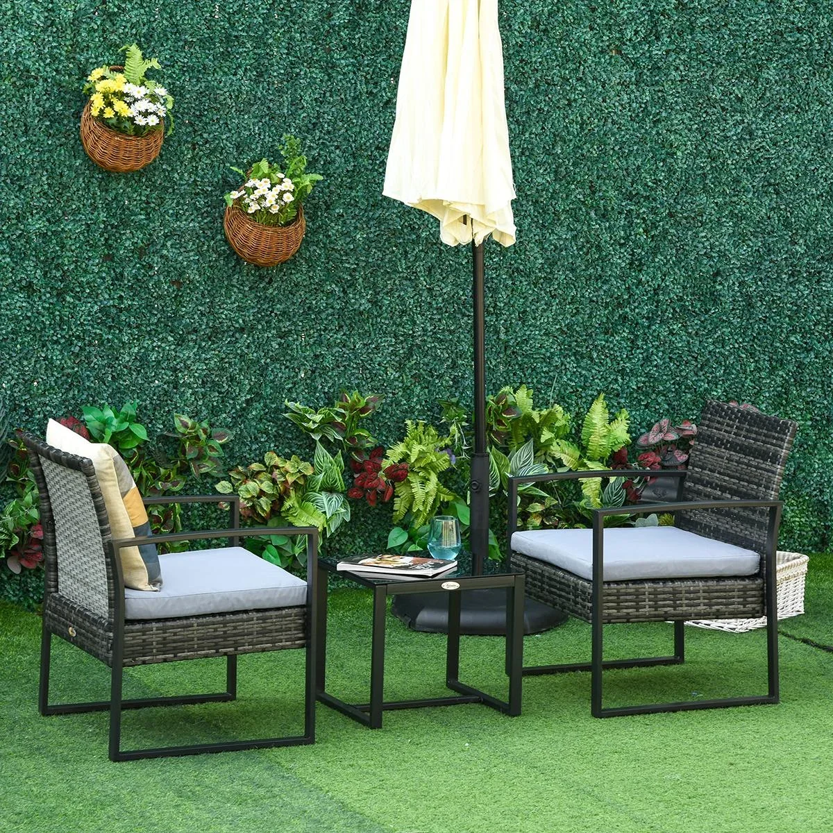 Polyrattan Sitzgruppe als 5-tlg. Set schwarz - 4