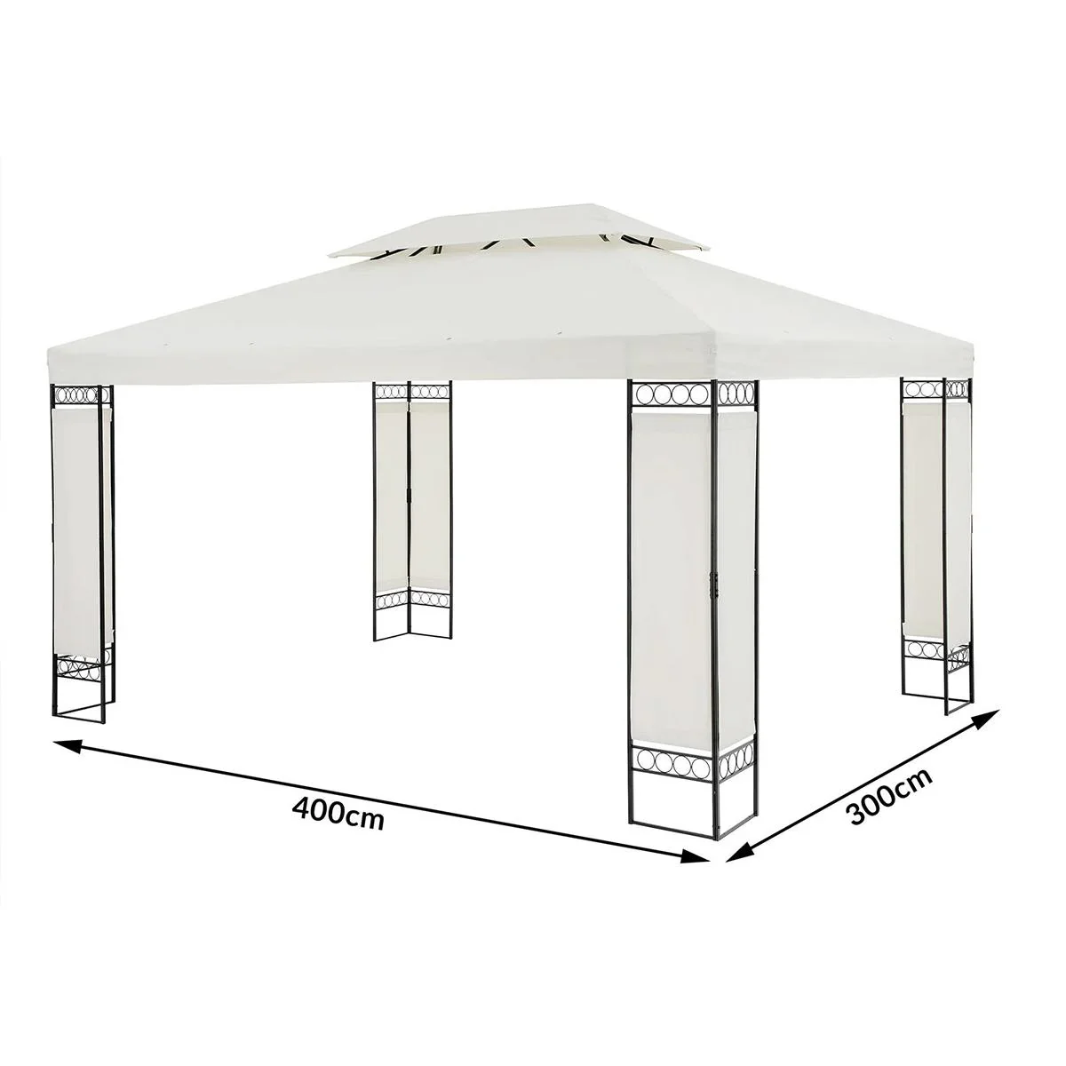 Pavillon/Gartenpavillon XXL - 3 x 4 x 2,6m - creme - 1