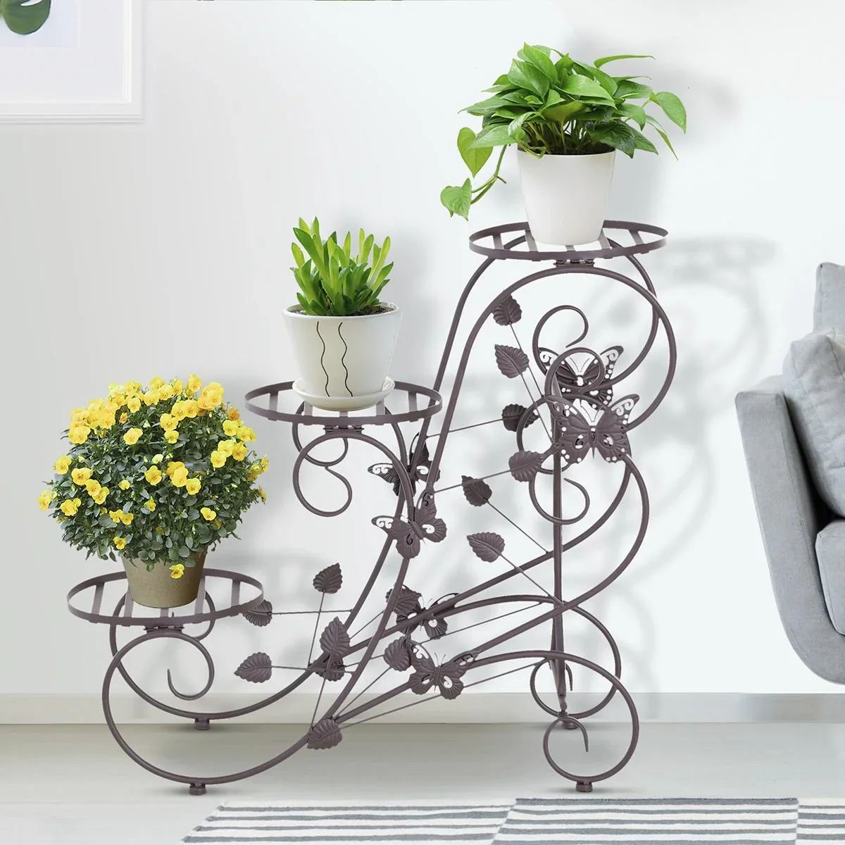 Dreistufiges Blumenständer bronze - 2