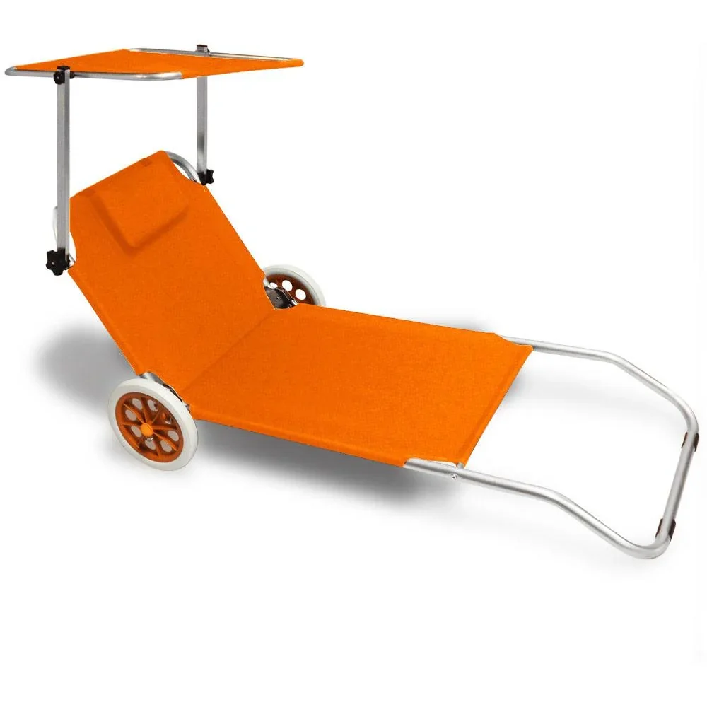 Liege Mobile Kreta Orange Aluminium mit 2 Rädern - 0
